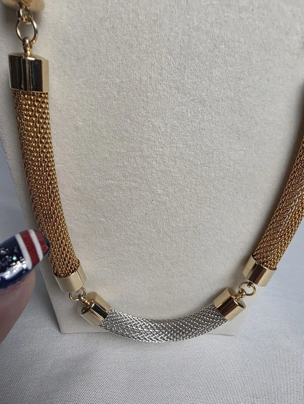 Holst & Lee Corded Black Rope & Metallic Mesh Necklace Gold/Silver